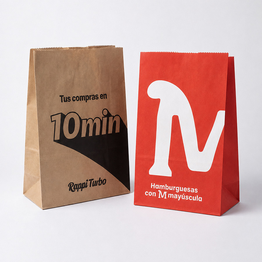Bolsa kraft o blanca tipo delivery - 25x15x30